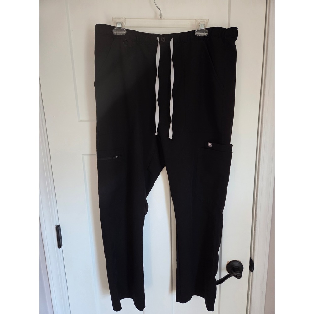 FIGS Technical Collection Cairo Scrub Pants XL Short Black Drawstring Cargo